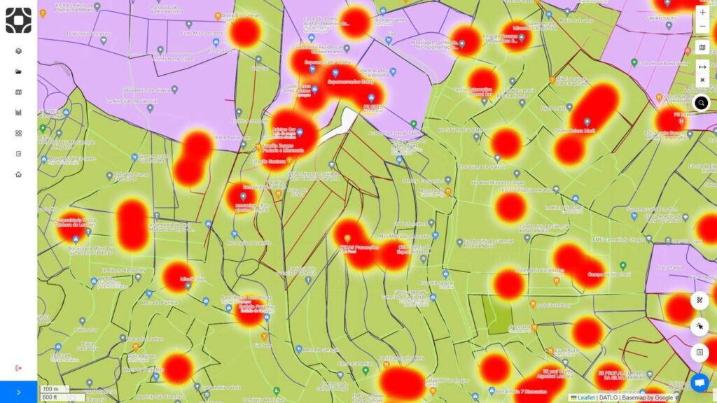 Análise da plataforma referente a demonstração de mapa de calor, analisando IBGE de setor idade.