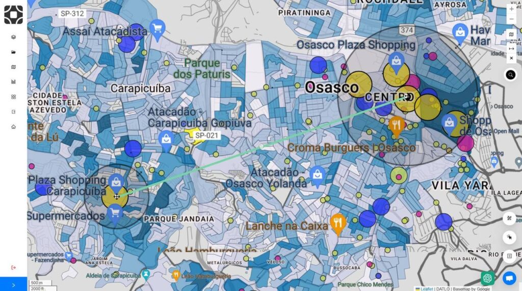 Análise da Plataforma voltada a pesquisa de IBGE nas regiões metropolitanas de São Paulo, analisando também pontos de CNPJs ativos que influência a região. 