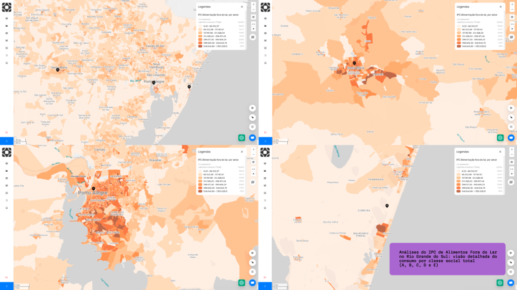 Análises sobre Potencial de Consumo de Alimentos fora do lar no Rio Grande do Sul, visão macro, sendo detalhada sobre o consumo por classe social total (A, B, C, D e E)